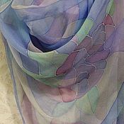 Аксессуары handmade. Livemaster - original item Lilac pastel scarf, silk chiffon,180h70 cm, painting. Handmade.