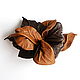 Leather floral brooch Rose Marcela burgundy raspberry color+edging, Hairpins, Moscow,  Фото №1