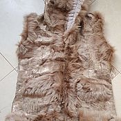 Одежда handmade. Livemaster - original item Leather vest with hood.Sheepskin.Beige with gold. Handmade.