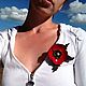 Брошь из кожи "Мак". Брошь-булавка. Екатерина Широкова (balashutka). Ярмарка Мастеров.  Фото №5