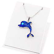Украшения handmade. Livemaster - original item Pendant Dolphin. Pendant with natural lapis lazuli and turquoise. Handmade.