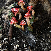 Украшения handmade. Livemaster - original item Forest pendant with mushroom-fly agaric and quartz. Handmade.