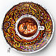 'Coffee with orange' - plate on the wall decor in the kitchen. Decorative plates. Art by Tanya Shest. Online shopping on My Livemaster.  Фото №2