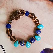 Украшения handmade. Livemaster - original item Bracelet made of lapis lazuli,Turkmenia,Topaz and hematite. Handmade.