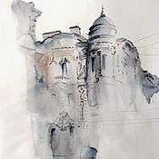 Картины и панно handmade. Livemaster - original item Petersburg watercolor (grey white city painting). Handmade.