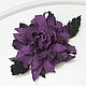 Brooch-clip leather Purple Dahlia. Decoration leather. Brooch-clip. lanssveta. My Livemaster. Фото №4