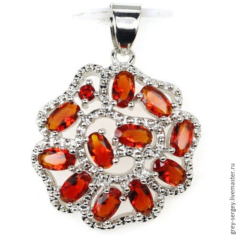 Silver pendant with spessartine, Beads1, ,  Фото №1