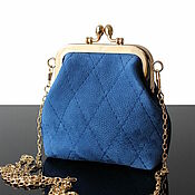 Сумки и аксессуары handmade. Livemaster - original item Bag with clasp: Handbag-purse made of genuine suede Blue. Handmade.