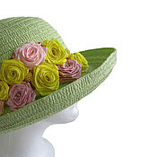 Аксессуары handmade. Livemaster - original item Women`s summer hat with flowers BOUQUET of ROSES. Handmade.