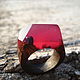Ruby ring of epoxy resin and wood, Rings, Mikhailovka,  Фото №1