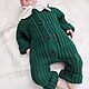 Children's knitted jumpsuit, 52-56 cm. dark green. Gift for newborn. babyshop. My Livemaster. Фото №4
