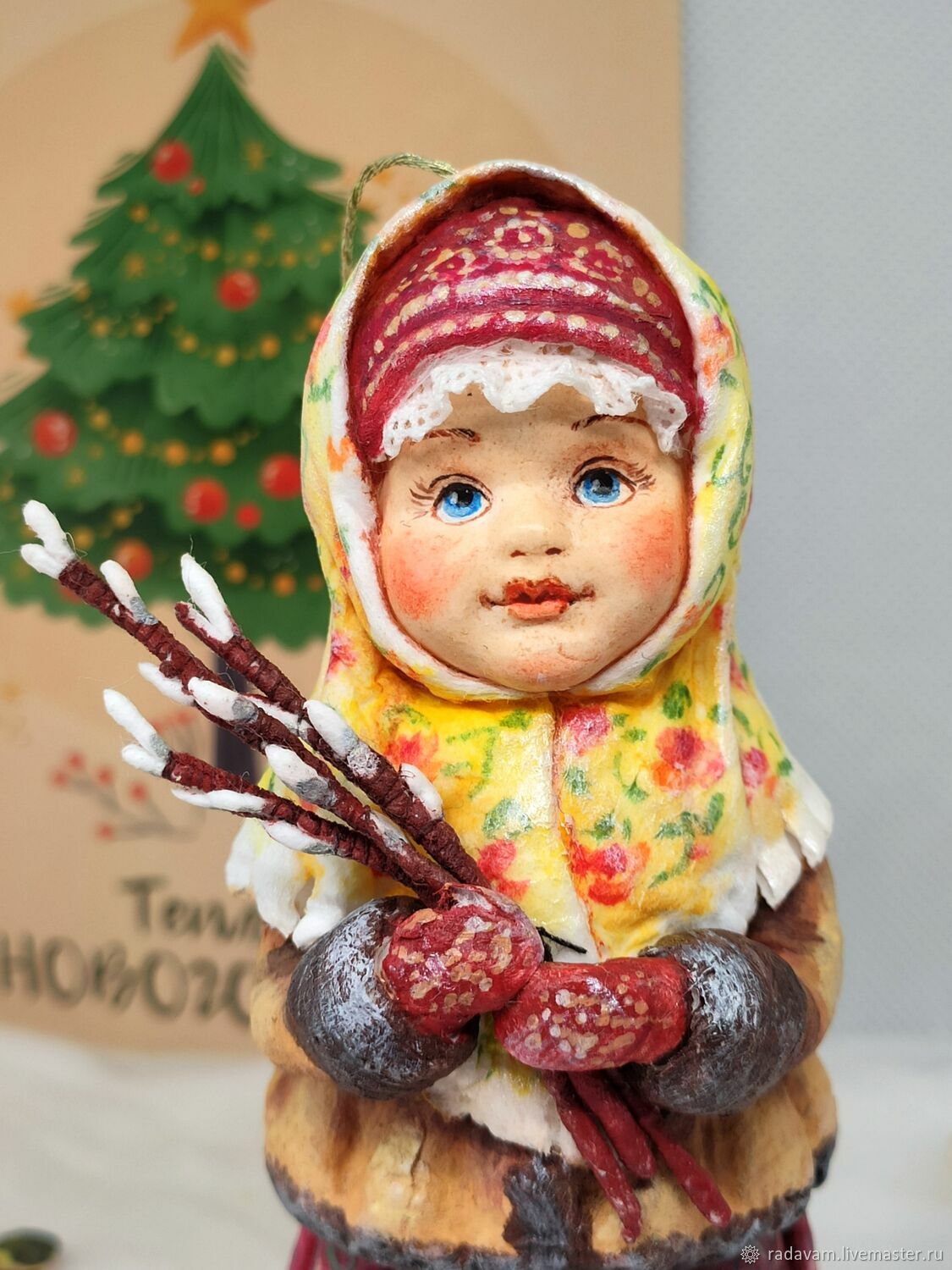 Елочные игрушки из ваты Девочка с веточками вербы – купить на Ярмарке ...