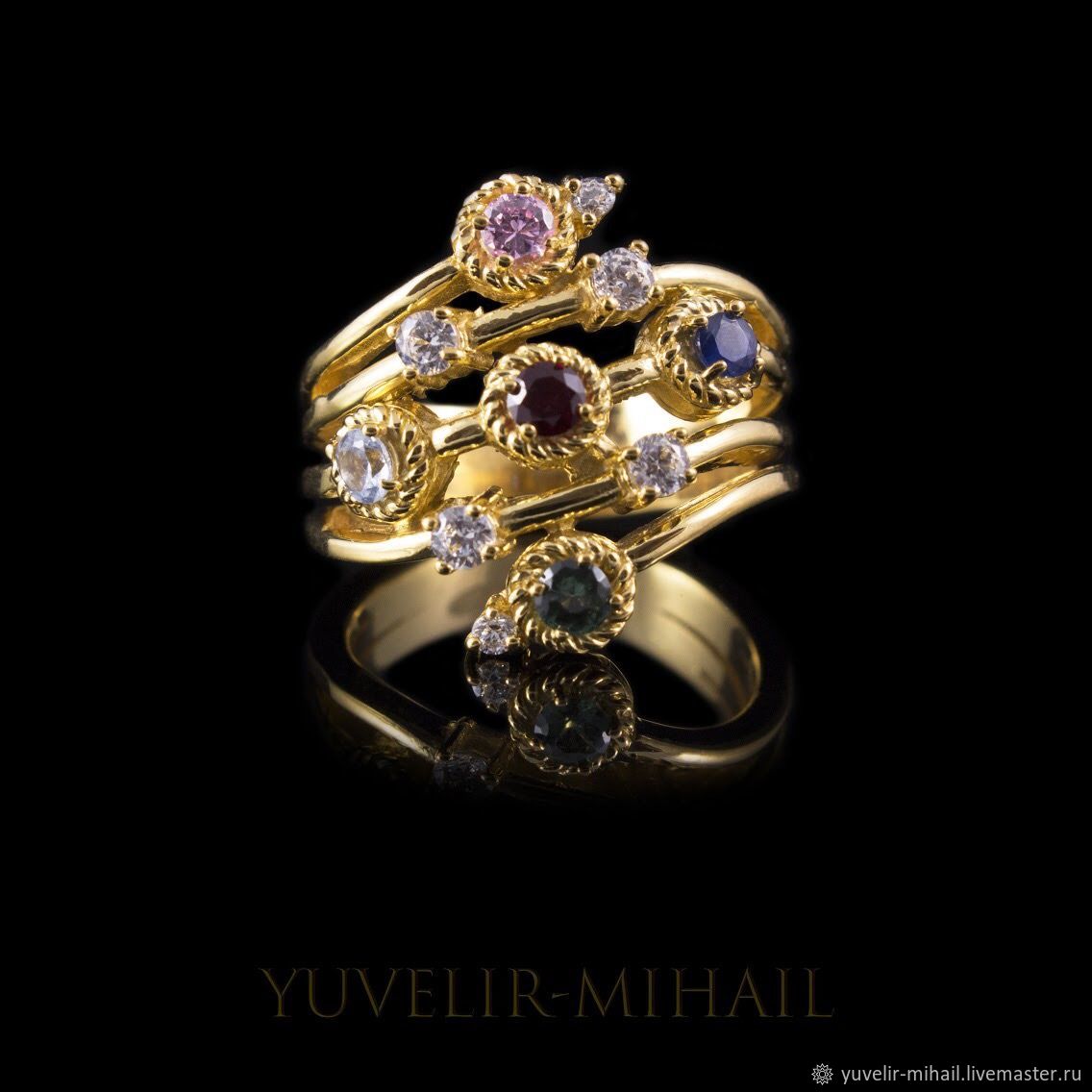 Кольцо"Пружина" из серебра с позолотой купить в интернет-магазине ...