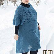 Одежда handmade. Livemaster - original item Knitted tunic with openwork yoke/ Vest plus size. Handmade.