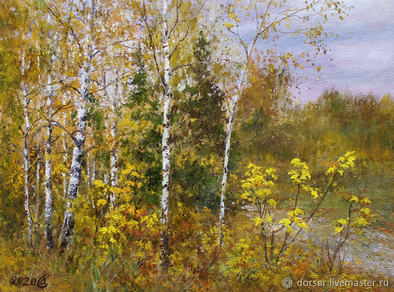 Painting - Autumn birch trees, Pictures, Moscow,  Фото №1