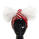 Striped convertible red-white turban hijab hat, Panama, Moscow,  Фото №1