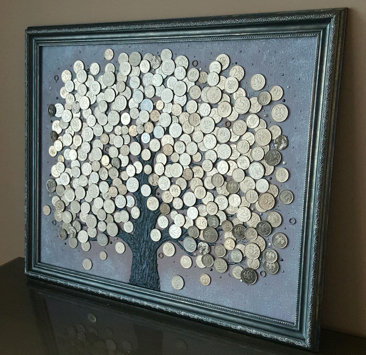 Изготовить картину. Панно из монет. Панно из монеток. Панно "денежное дерево". Панно из подручных материалов.