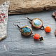 Серьги Медные С Керамикой. Серьги классические. NadyaBriJewelry. Интернет-магазин Ярмарка Мастеров.  Фото №2