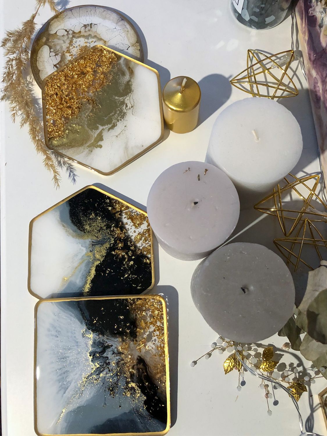 Набор костеров. Подставки под бокалы, украшения и свечи из эпоксидной в ...