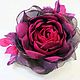 FABRIC FLOWERS. Chiffon rose brooch ' Purple', Brooches, Vidnoye,  Фото №1