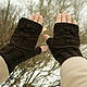 Mitts, knitted dark brown with a Lily. Mitts. Svetlana Dementieva. Online shopping on My Livemaster.  Фото №2