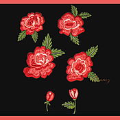 Материалы для творчества handmade. Livemaster - original item Embroidery applique roses Russian style badge patch. Handmade.