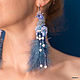 Order Peacock earrings-brushes 'Very Peri'. Earrings-birds. Coffeelena. Livemaster. . Tassel earrings Фото №3