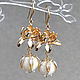 Gold Flower Earrings, Lampwork Earrings, Flower Earrings, Earrings, Moscow,  Фото №1