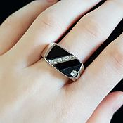 Украшения handmade. Livemaster - original item Silver ring with enamel and cubic zirconia. Handmade.