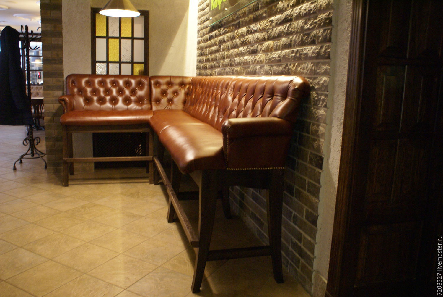leather sofa in bar
