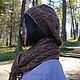 Вязаный коричневый комплект из альпаки с косами: шарф и берет, Комплекты головных уборов, Москва,  Фото №1