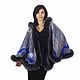 Order Blue poncho made of an Oriental Fairy Tale scarf with fur. National Brand. Livemaster. . Ponchos Фото №3