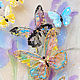 Картина с бабочками, картина с ирисами на прозрачном шелке. Картины. Светлана Логинова. Ярмарка Мастеров.  Фото №4