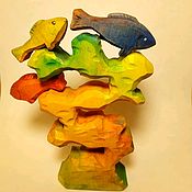 Куклы и игрушки handmade. Livemaster - original item Wooden puzzle, interior toy Coral with fish.. Handmade.