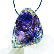 Orgonite pendant, orgonne amulet: mountain quartz, wood agate