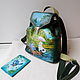 Leather backpack with custom-made painting for Victoria). Backpacks. Innela- авторские кожаные сумки на заказ.. My Livemaster. Фото №5