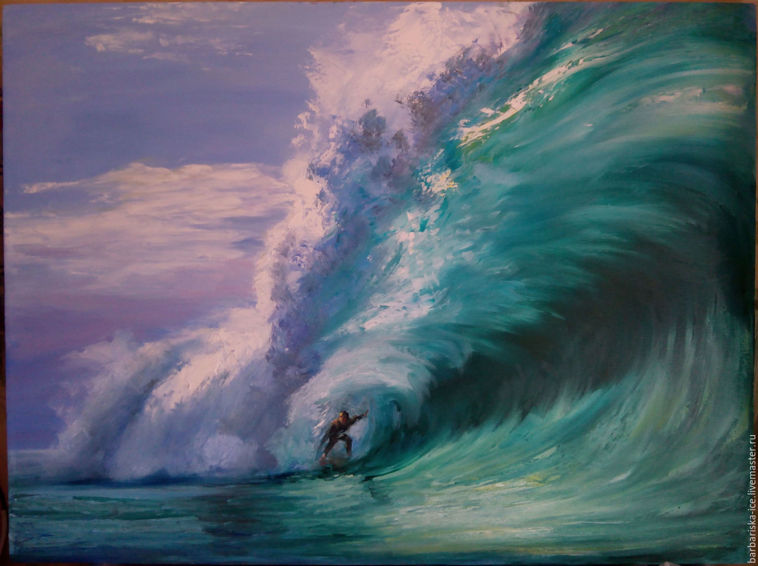 Surfer. Oil painting, 23,6 x 31,5 in (60 x 80 cm), palette, brush