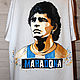 T-shirt print of the football player Maradona hand painted, T-shirts and undershirts for men, St. Petersburg,  Фото №1