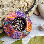Pendant from polymer clay the Breath of Boho pendant