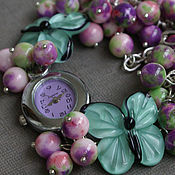 "Сиреневая весна" наручные часы с бусинами лэмпворк