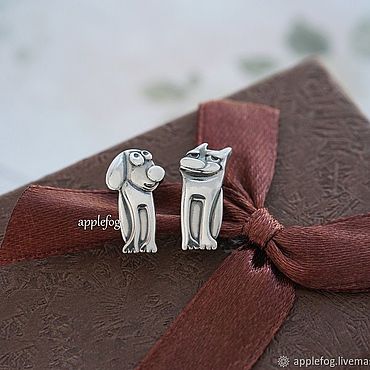 Серьги Котопёс серебро. . Украшения ручной работы - Ярмарка Мастеров Украшения ручной работы. Ярмарка Мастеров - ручная работа Серьги Котопёс серебро. Handmade.