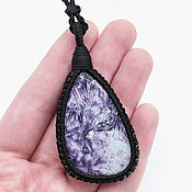 Украшения handmade. Livemaster - original item Pendant Lepidolite pendant Natural Stone lilac Black pendant. Handmade.