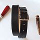 Genuine leather belt sewn by hand in black color, Straps, Rostov-on-Don,  Фото №1