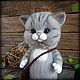 Серый котик из шерсти,13,5см, Войлочная игрушка, Ижевск,  Фото №1