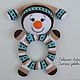 Snowman Round-knitted rattle on a wooden ring, Teethers and rattles, Tomsk,  Фото №1