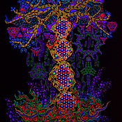 Картины и панно handmade. Livemaster - original item Флуоресцентное светящееся полотно "Yggdrasil the Tree of Life. Handmade.