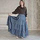 Linen skirt with a belt corset black and blue melange. Skirts. pugovkino delo (Pugovkino-delo). My Livemaster. Фото №5