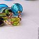 With pendant 'Blue sea' of lampwork and gold plated fittings, Necklace, Moscow,  Фото №1