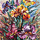 Oil painting irises volumetric palette knife, Pictures, Moscow,  Фото №1