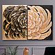 Diptych for the living room interior gold feathers on black, Pictures, Astrakhan,  Фото №1